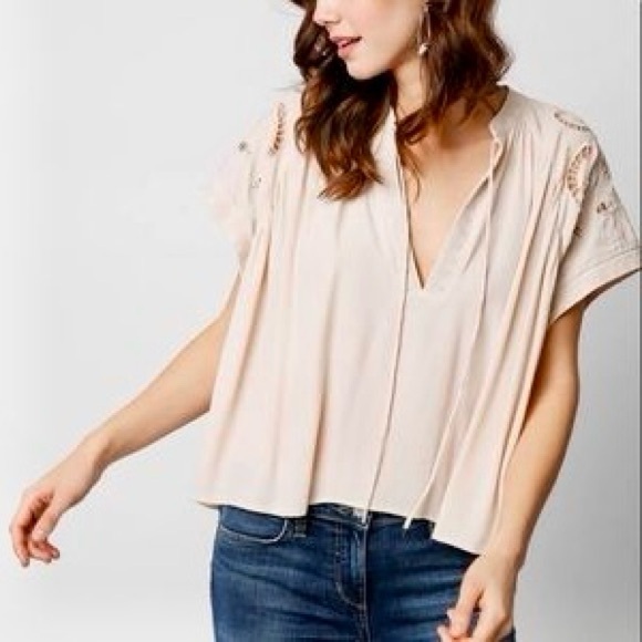 ASTR The Label Embroidered Cream Lace Detail Top Flowy Blouse - Picture 2 of 16